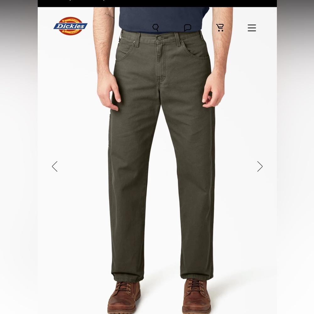 Dickies Men's Relaxed Fit Heavyweight Duck Carpenter Pants Moss Green  32x32 NEW